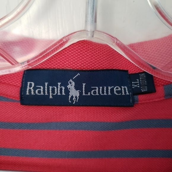 Ralph Lauren Pink & Blue Striped Polo Shirt Youth Size XL - Picture 4 of 4